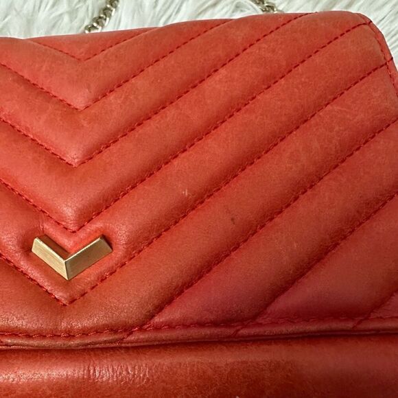 Botkier Coral Orange Chevron Quilted Leather Flap Chain‎ Crossbody Clutch bag - Picture 10 of 10